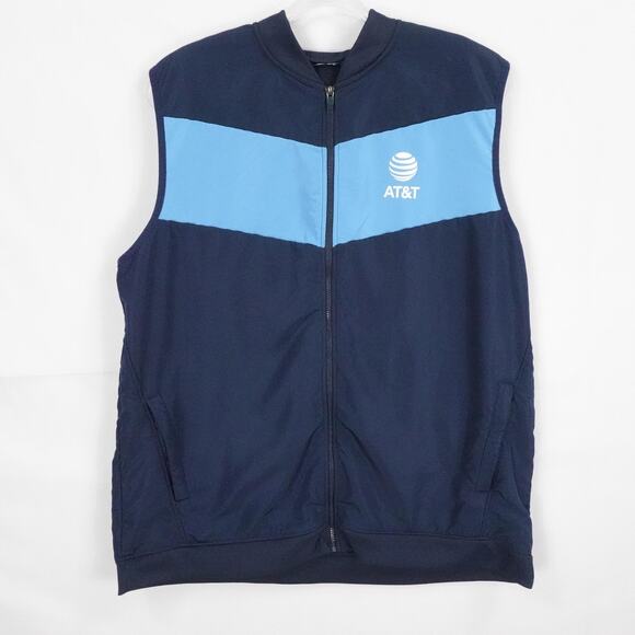 AT&T Vest Mens 2XL Blue Full Zip Sleeveless Soft Shell Uniform Work Logo - Picture 1 of 11
